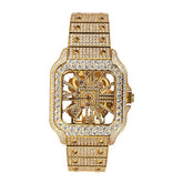Gold Tone Moissanite Skeleton 40mm Watch